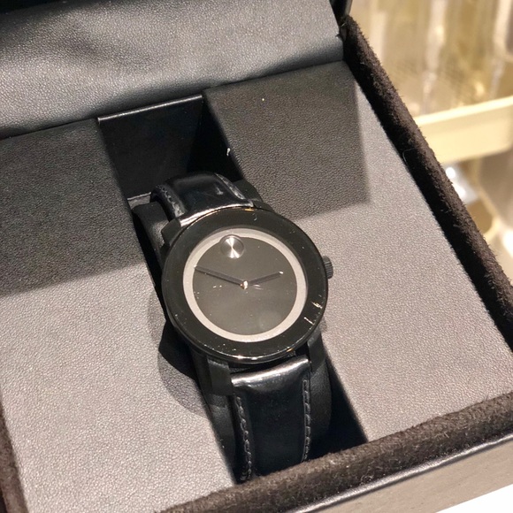 Movado Accessories Bold Black Leather Watch Unisex Poshmark